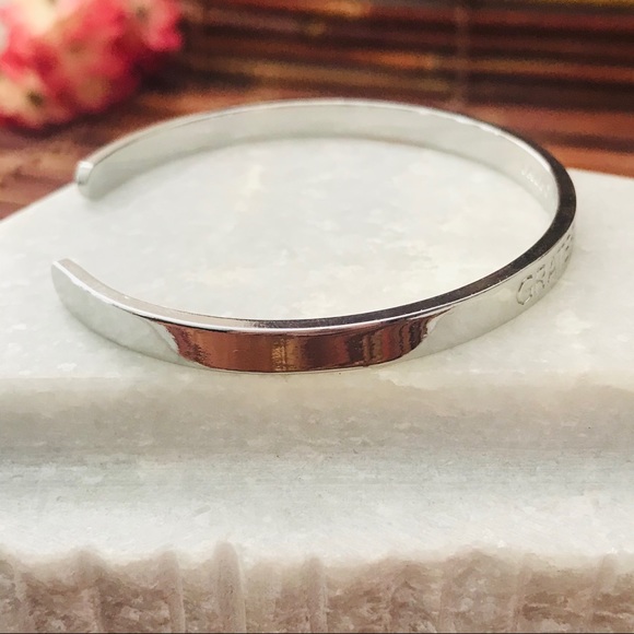 Talbots Silver Tone Bangle Grateful Loved Strong - Picture 8 of 9